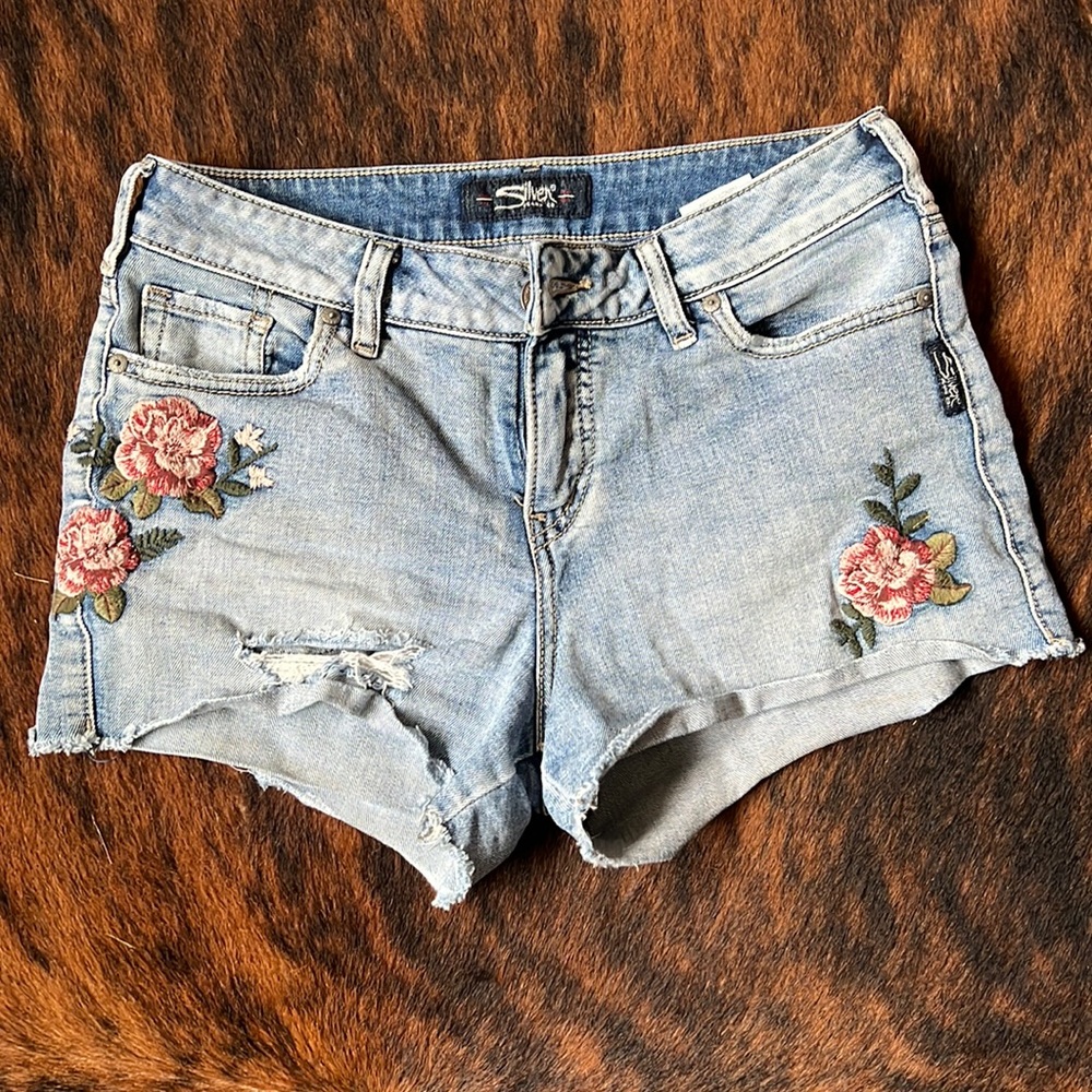 Womens Silver Jean shorts